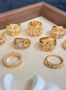 金色霸气十字架永恒墓葬宝剑戒指