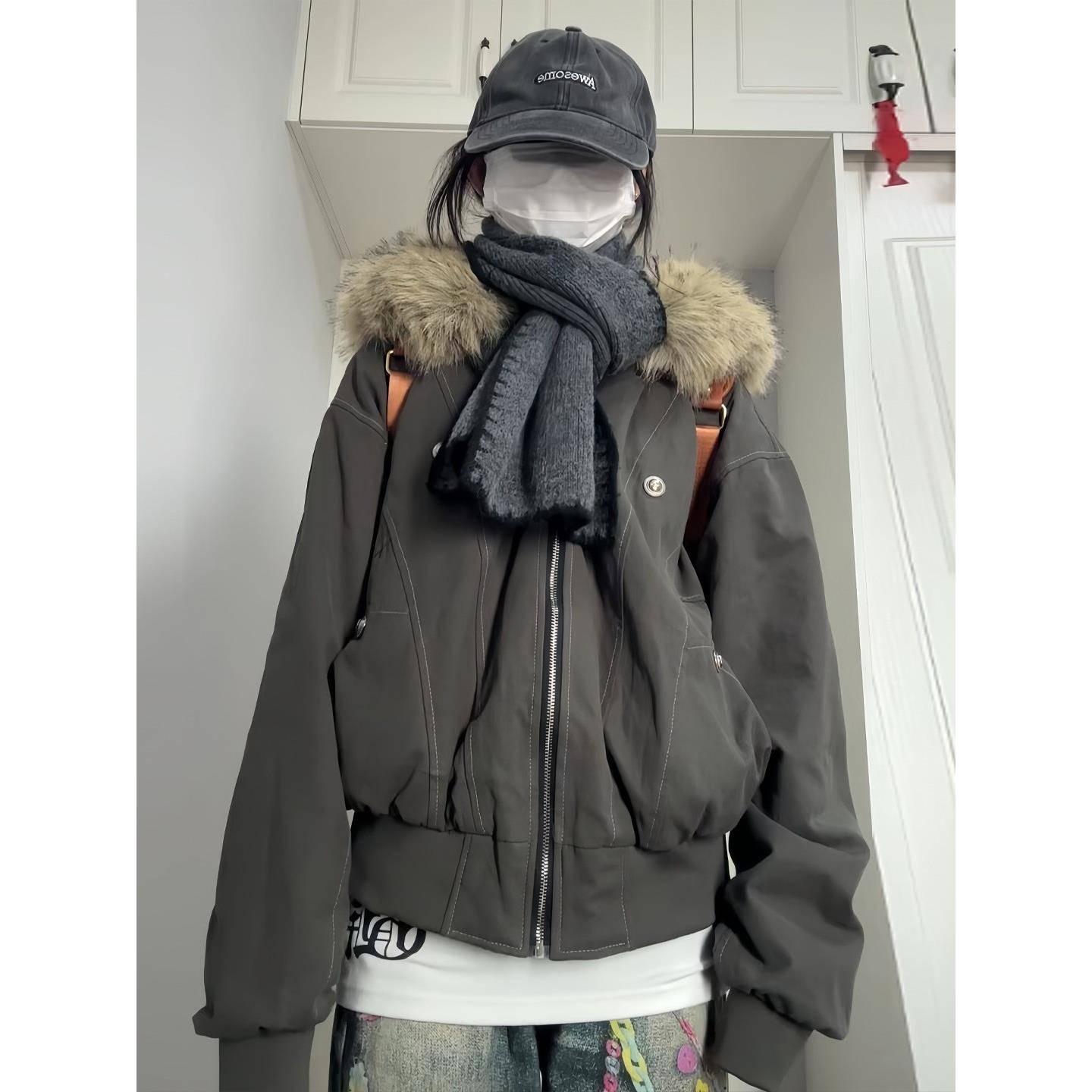 座山雕棉衣棉服女冬季2025加绒加厚派克服小个子短款夹棉外套棉袄