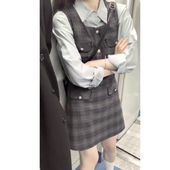 裙春装 shui 高级感穿搭 衬衫 连衣裙三件套装 首尔学妹 学院风西装