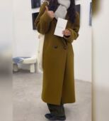 西装 英子oni复活版 型含50%羊毛姜黄色毛呢外套女冬中长款 领呢大衣