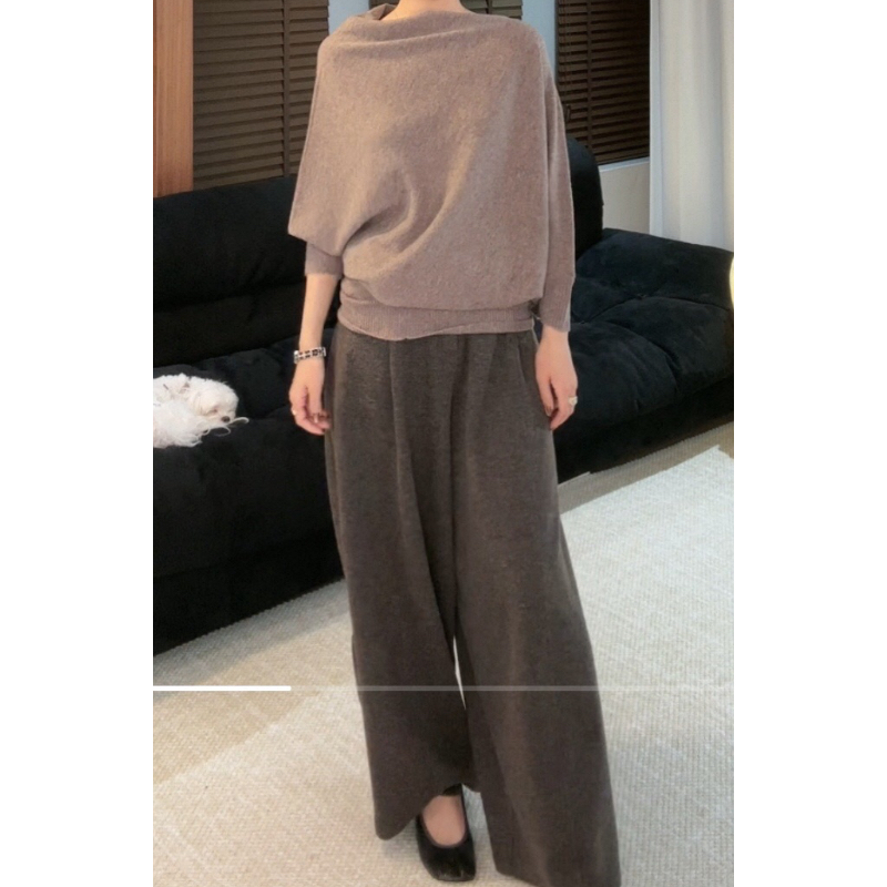 EAR RAE 慵懒堆叠 100羊毛小众设计感不规则中袖套头针织毛衣