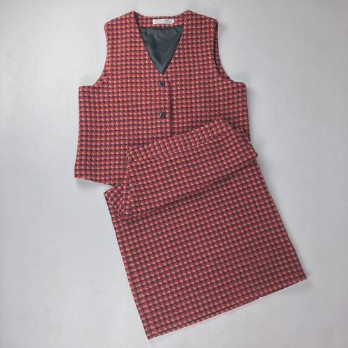 人见复古套装马甲秋冬格纹毛呢