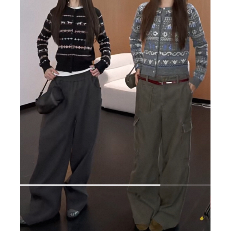 Ranwear落叶像雪的季节 35绵羊毛费尔岛撞色软糯短厚针织开衫毛衣