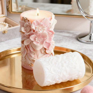 花之女神香薰蜡烛硅胶模具diy圆柱花卉手工皂香薰石膏摆件磨具