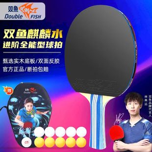 双鱼麒麟 6星乒乓球拍儿童学生初学者横拍高弹力专业星级兵乓球拍