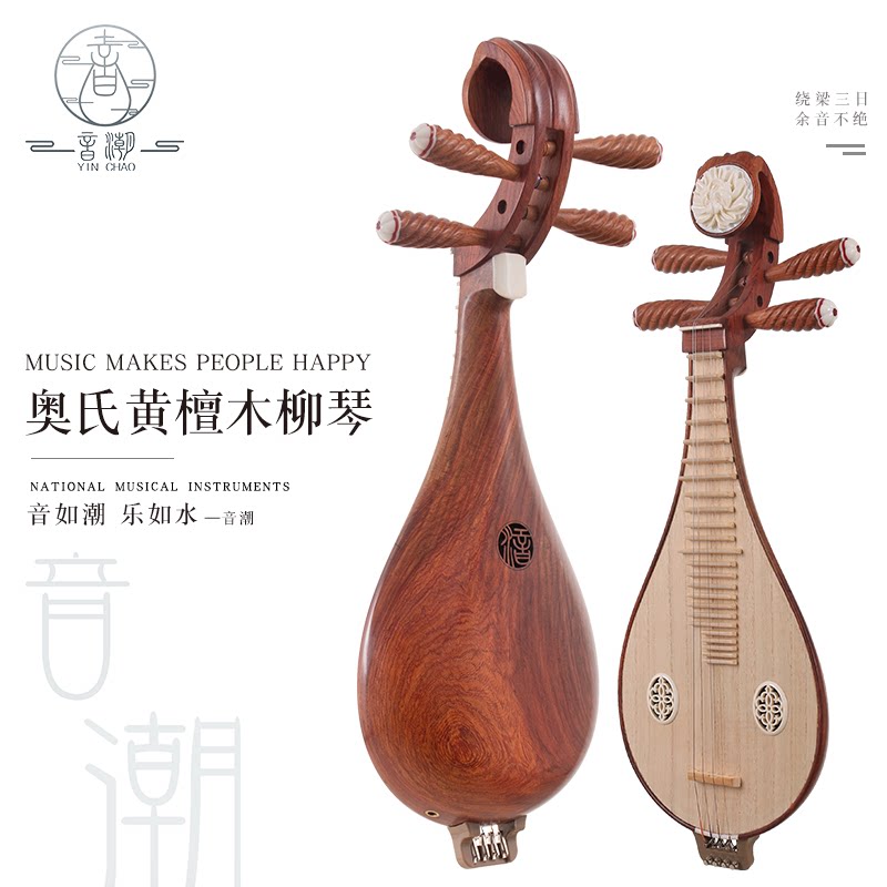音潮民族乐器8d1d有音窗酸枝奥氏黄檀木土琵琶小琵琶柳琴舞台演出
