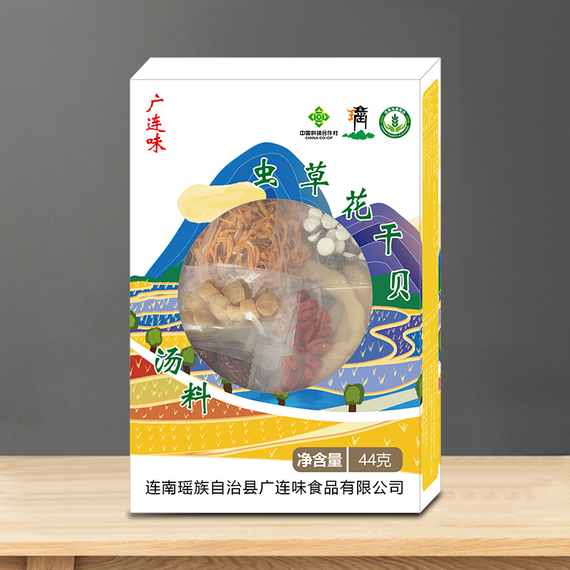 连南广连味礼盒装虫草花干贝汤料44g