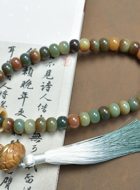 精品敦煌问天菩提根手持手串女生盘玩文玩风化白玉菩提子手链男款