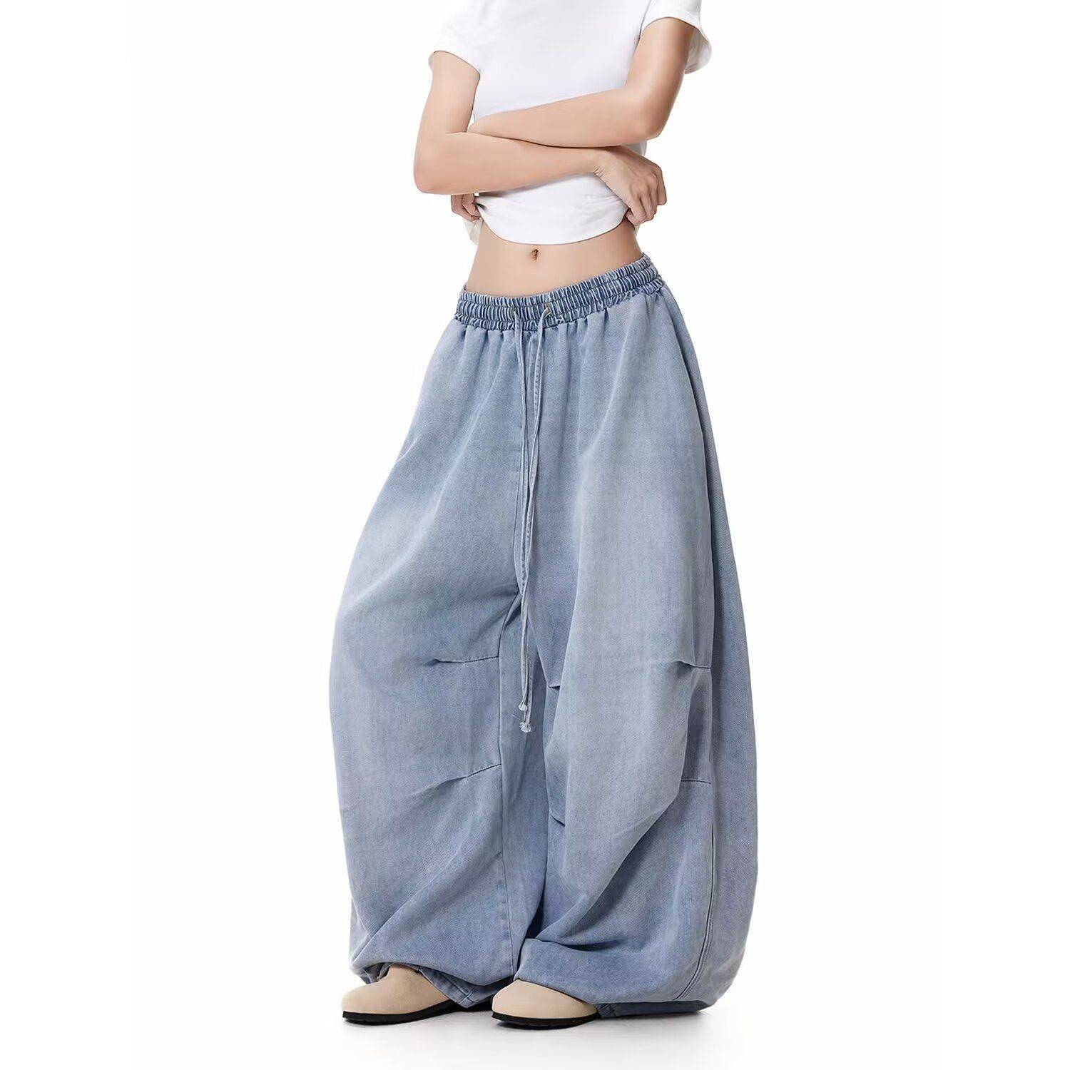 春夏季新款美式潮牌水洗做旧牛仔裤女宽松直筒阔腿休闲伞兵长裤子,女装/女士精品,牛仔裤,淘宝优惠券,粉丝福利购,淘宝优惠卷