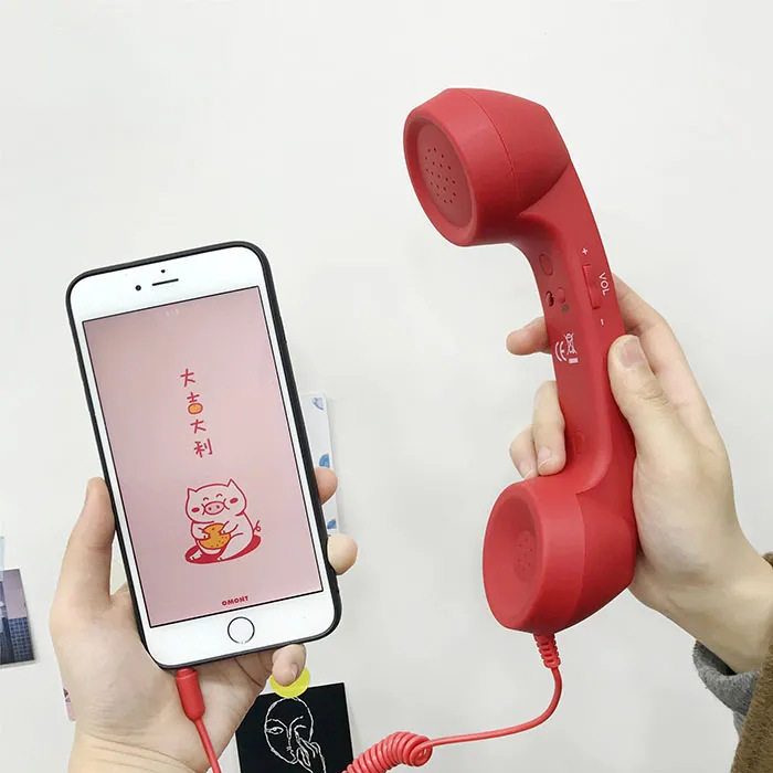 手持电话筒Typec耳机话筒手机电脑外接听器可调音量电话创意礼物