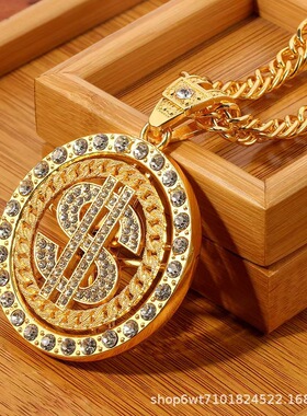 嘻哈美金符号项链大吊坠男女挂件