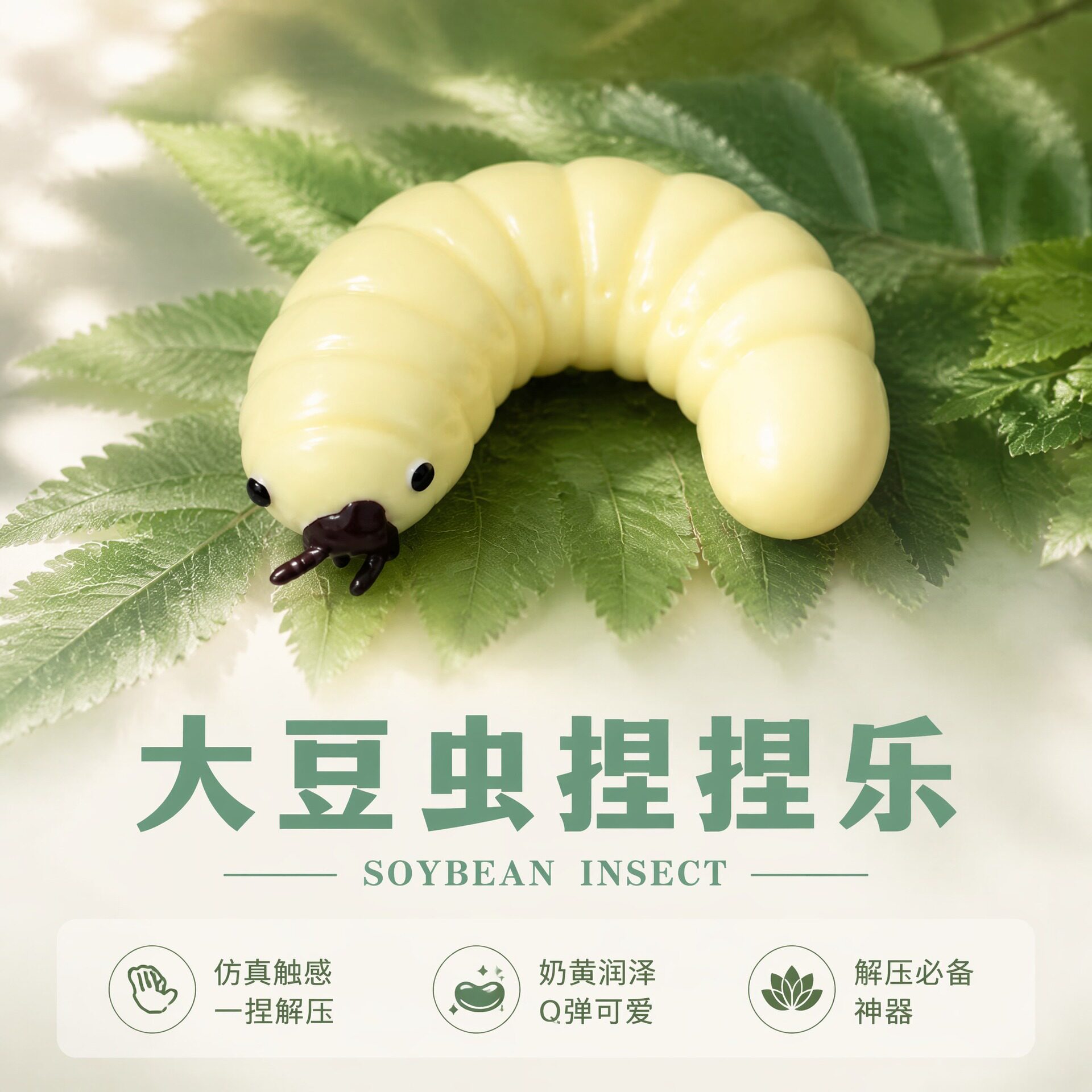 网红面包虫捏捏乐仿真大豆虫解压慢回弹整蛊假毛毛虫发泄玩具礼物