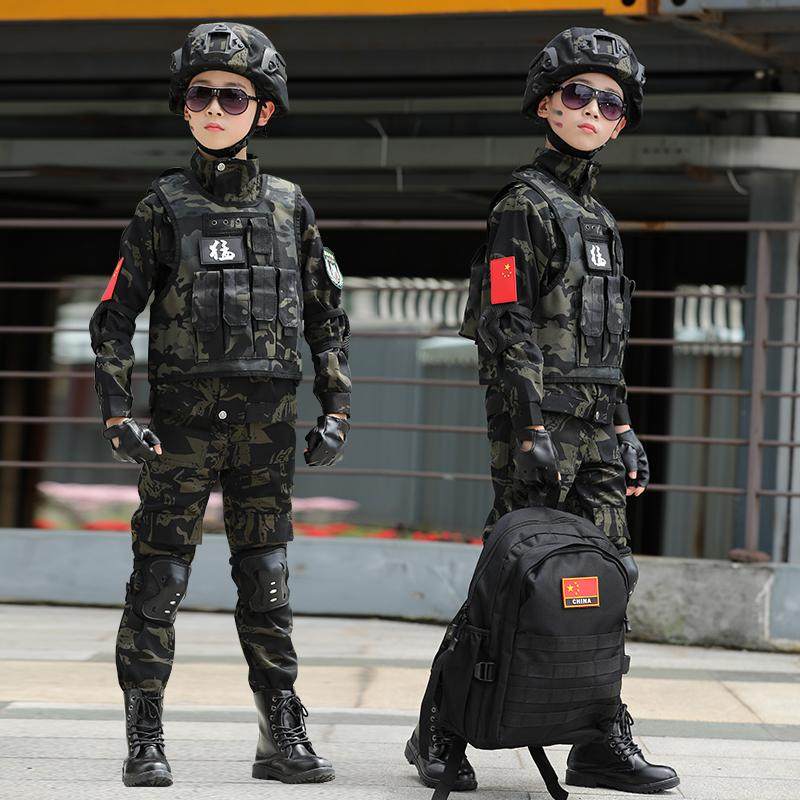 儿童迷彩服套装男女童黑鹰加绒秋冬全套户外训练服小朋友生日礼物
