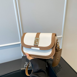 韩版 洋气单肩斜挎包 潮高颜值时尚 简约复古拼接小方包包女2025新款