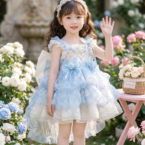 女童连衣裙夏季洋气儿童洛丽塔公主裙女孩蓬蓬纱裙子宝宝生日礼服