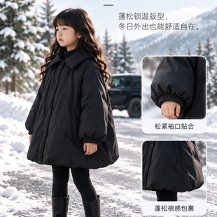 女中大童羽绒棉服2026新款秋冬加厚洋时髦韩系甜美可爱中长款外套