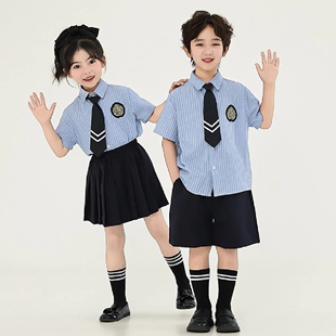 衬衫 套装 洋气时髦短袖 夏季 学院风班服英伦风六一演出合唱 2025新款