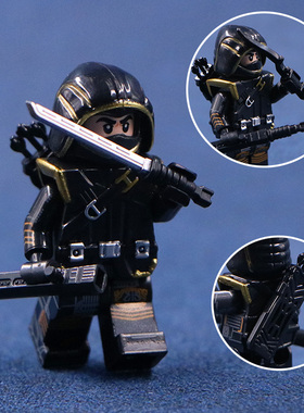 V002第三方超级英雄鹰眼浪人小人仔拼装小颗粒积木模型玩具黑色