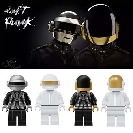 KT1063蠢朋克乐队 Daft Punk模型纪念版人仔积木流行歌手玩具黑色
