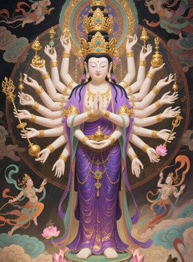 钻石画满钻方钻手工贴钻十字绣客厅神龛大幅佛像千手观音菩萨新款