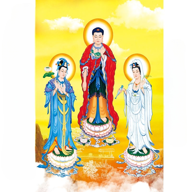 带框钻石画满钻方钻手工贴钻绣客厅玄关竖版2025新款佛像西方三圣