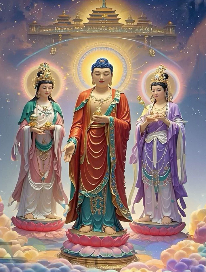带框钻石画满钻方钻手工贴钻绣客厅玄关竖版2025新款佛像西方三圣