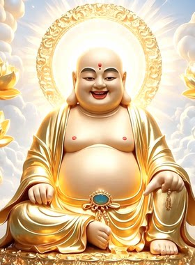 带框钻石画满钻方钻手工点贴钻绣新款客厅玄关佛像笑口常开弥勒佛