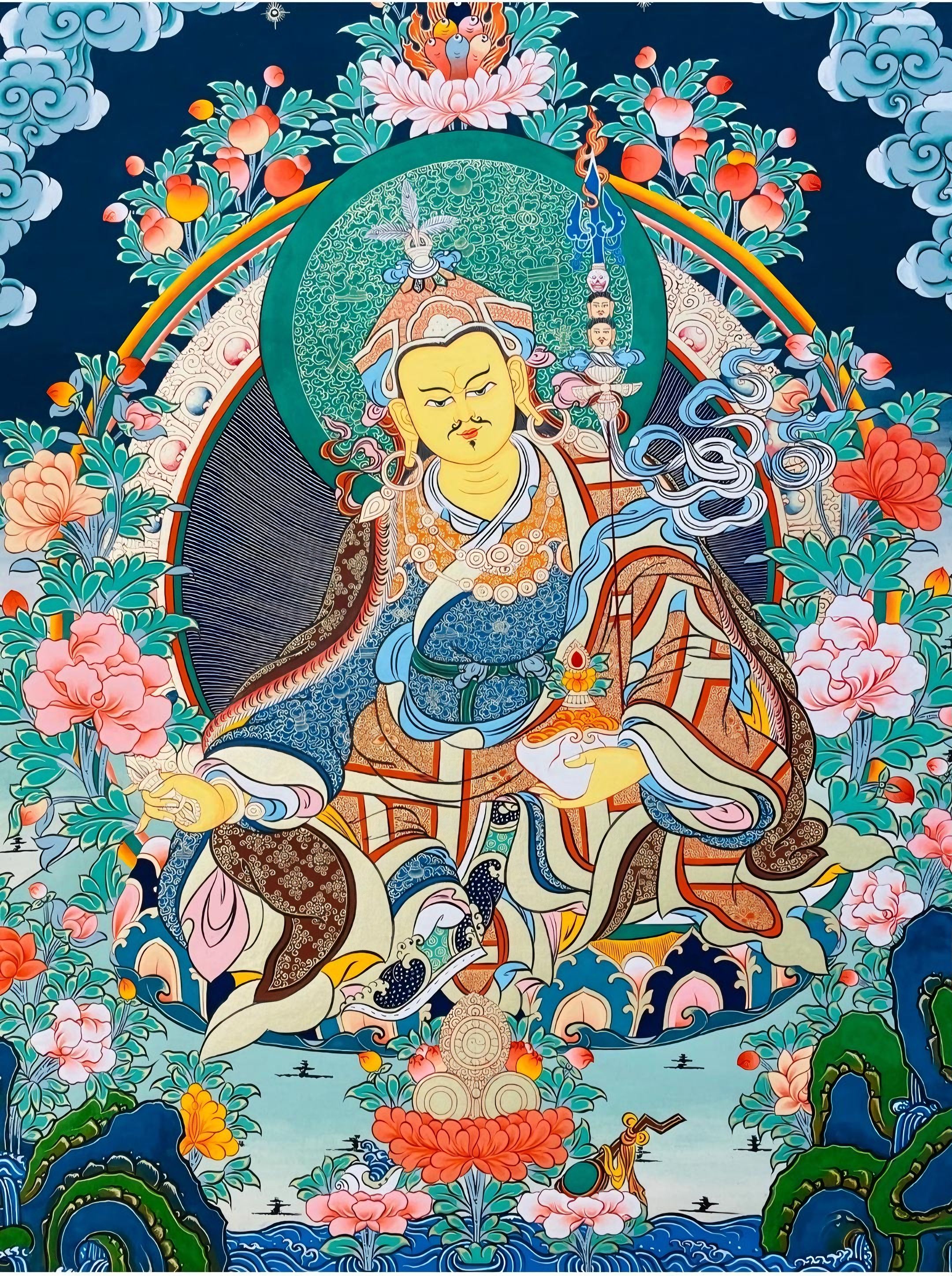带框钻石画满钻魔方钻手工贴钻绣客厅玄关新款西藏唐卡莲花生大士