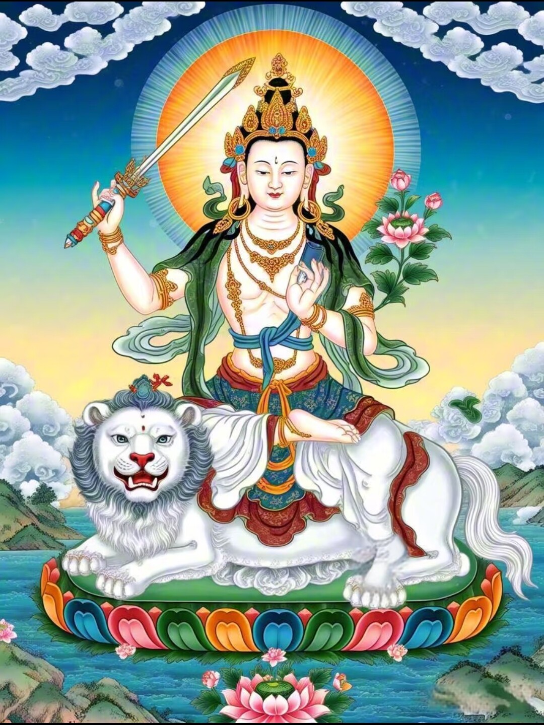 带框钻石画满钻圆钻方钻手工贴钻绣客厅玄关竖版新款佛像文殊菩萨