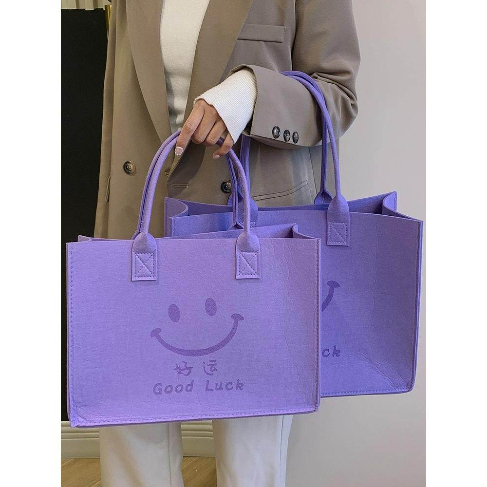 新款手提包大容量手提袋托特百搭毛毡单肩定制logo毛毡包大容量,箱包皮具/热销女包/男包,时尚帆布包,淘宝优惠券,粉丝福利购,淘宝优惠卷