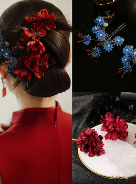 新款中式头饰国风汉服秀禾服马面裙发钗配饰新娘结婚礼服造型饰品