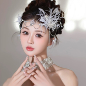 复古赫本盖茨比造型新娘结婚皇冠发箍羽毛发饰超仙女气质拍照配饰