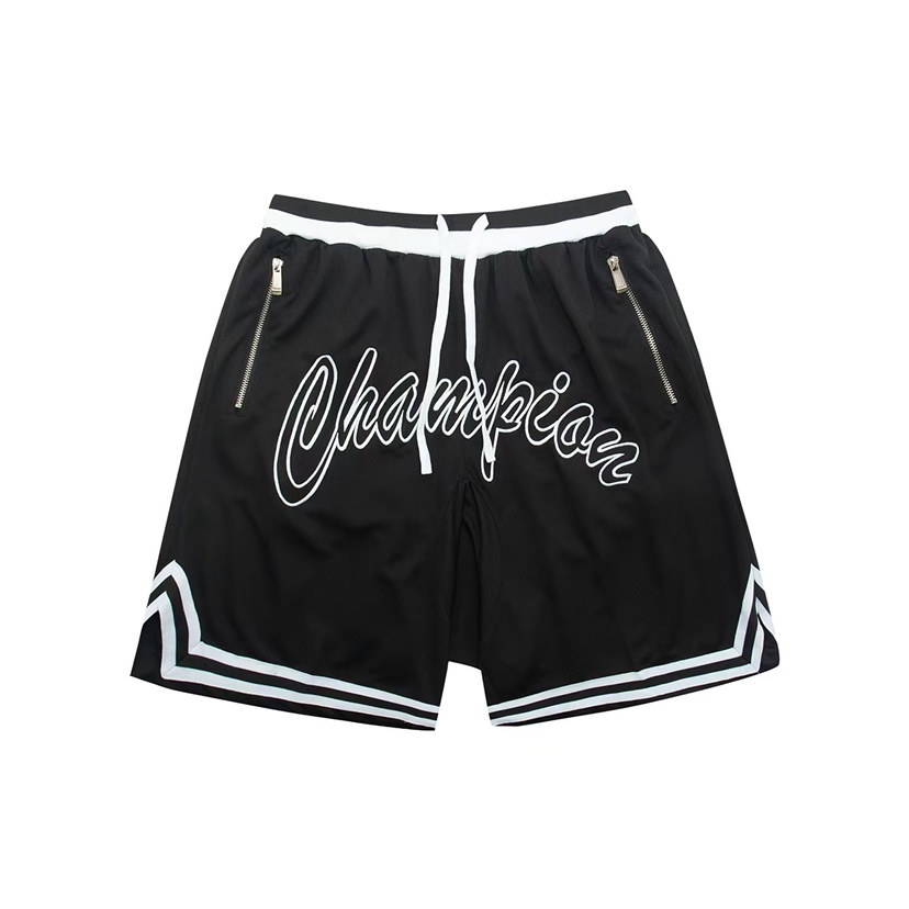 美式复古刺绣篮球裤男夏大码潮牌宽松螺纹腰带抽绳运动短裤五分裤