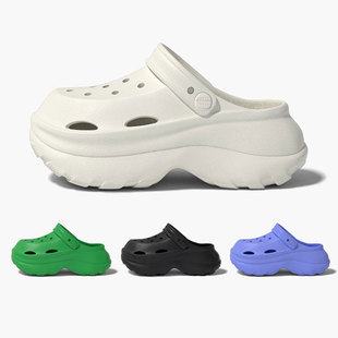 chikoku棉花糖洞洞鞋女夏矮子乐增高厚底百搭透气沙滩拖鞋男外穿