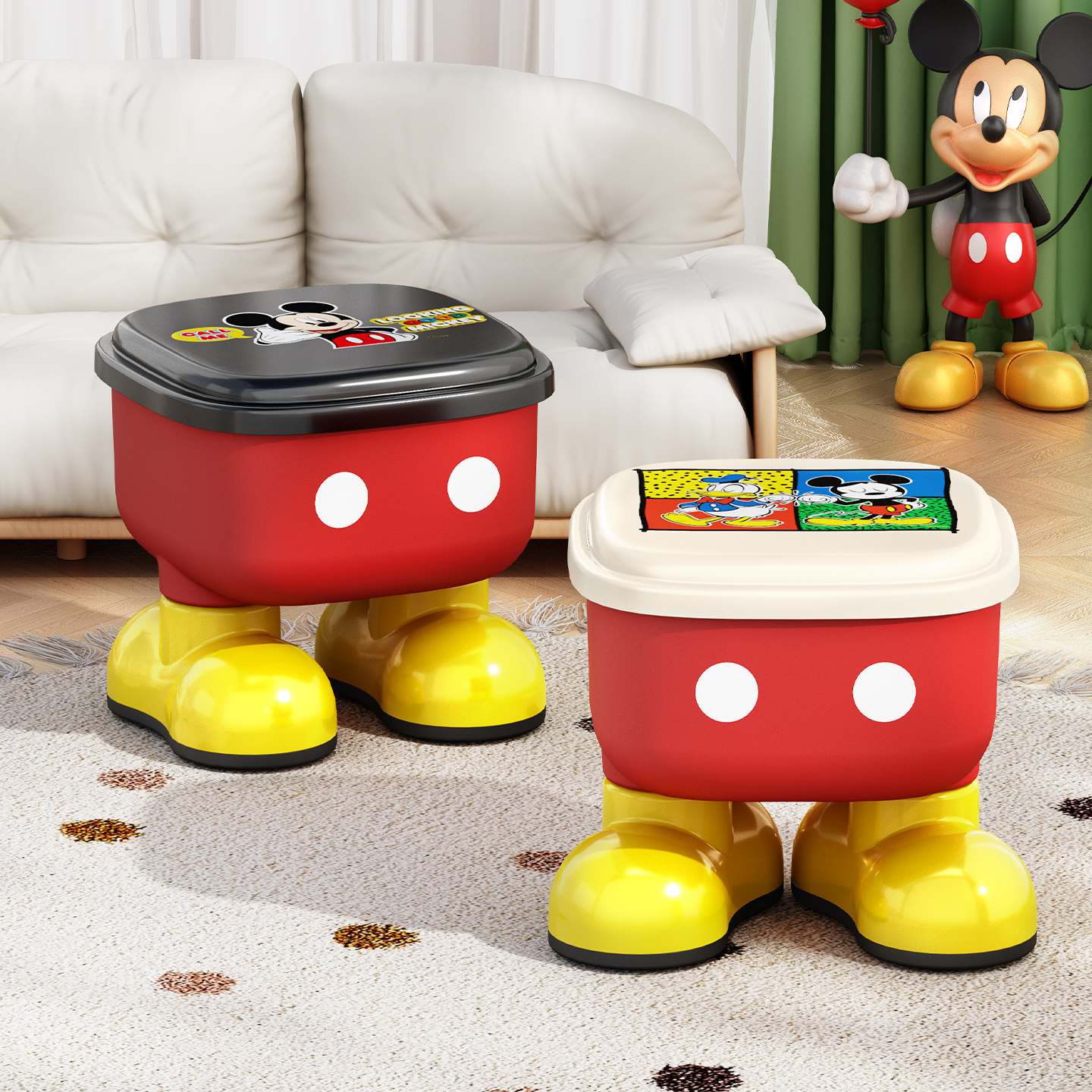 米奇凳子家用门口换鞋凳可爱卡通儿童矮凳客厅茶几凳收纳小凳子