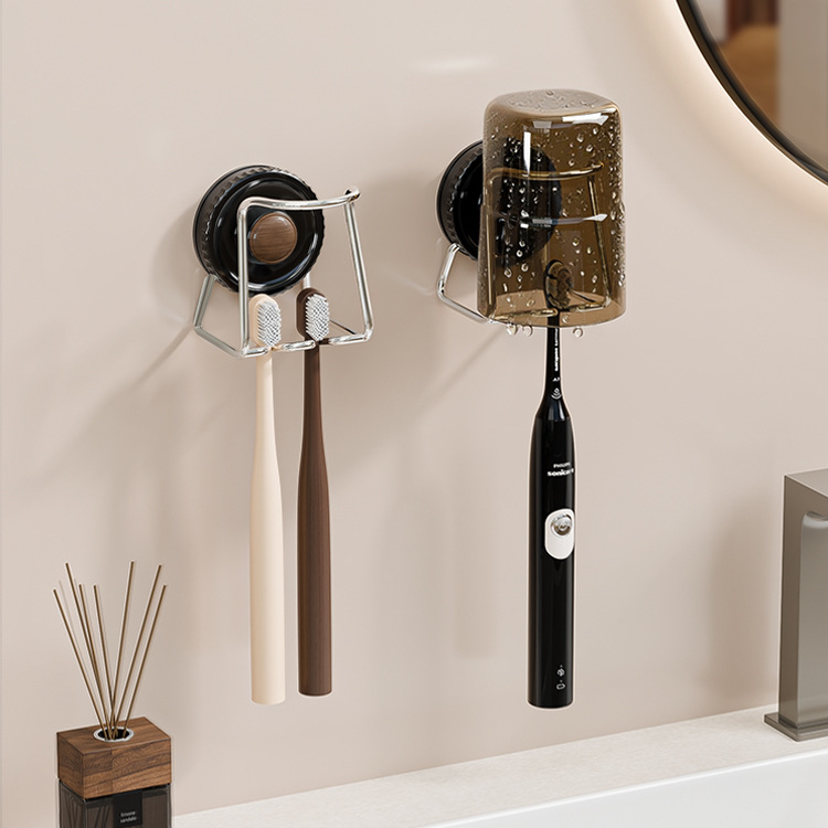 吸盘牙刷置物架漱口杯刷牙杯子壁挂式漱口牙刷架免打孔洗漱杯套装