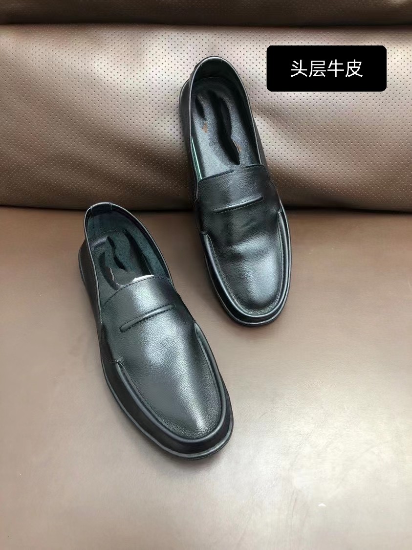真皮单层皮鞋男夏季透气轻便懒人乐福鞋（豆豆鞋）