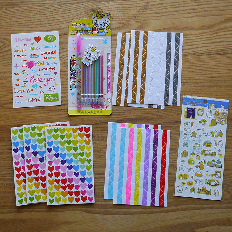 DIY手工相册简易套装 角贴 贴纸荧光笔组合套餐