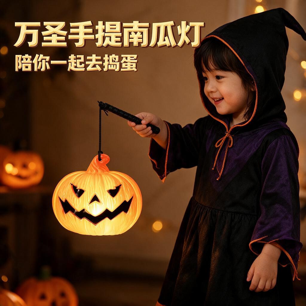 万圣节手提发光南瓜灯