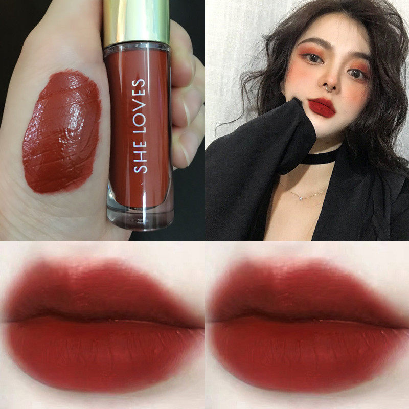 牛血色口红唇釉哑光雾面持久不脱色不沾杯丝绒小样学生滋润显白