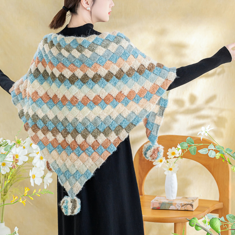 苏苏姐家百桦三角披肩手工diy编织棒针毛线团自制材料包