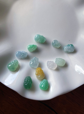天然A货翡翠冰糯种招财守正财迷你小小貔貅女戒指手绳手链原玉石