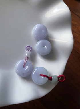 天然A货翡翠浅紫圆鼓小平安扣吊坠胖厚装面包扣财源滚滚挂件配饰