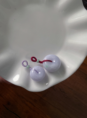 天然A货翡翠浅浅紫圆鼓平安扣吊坠胖厚装面包扣财源滚滚挂件配饰