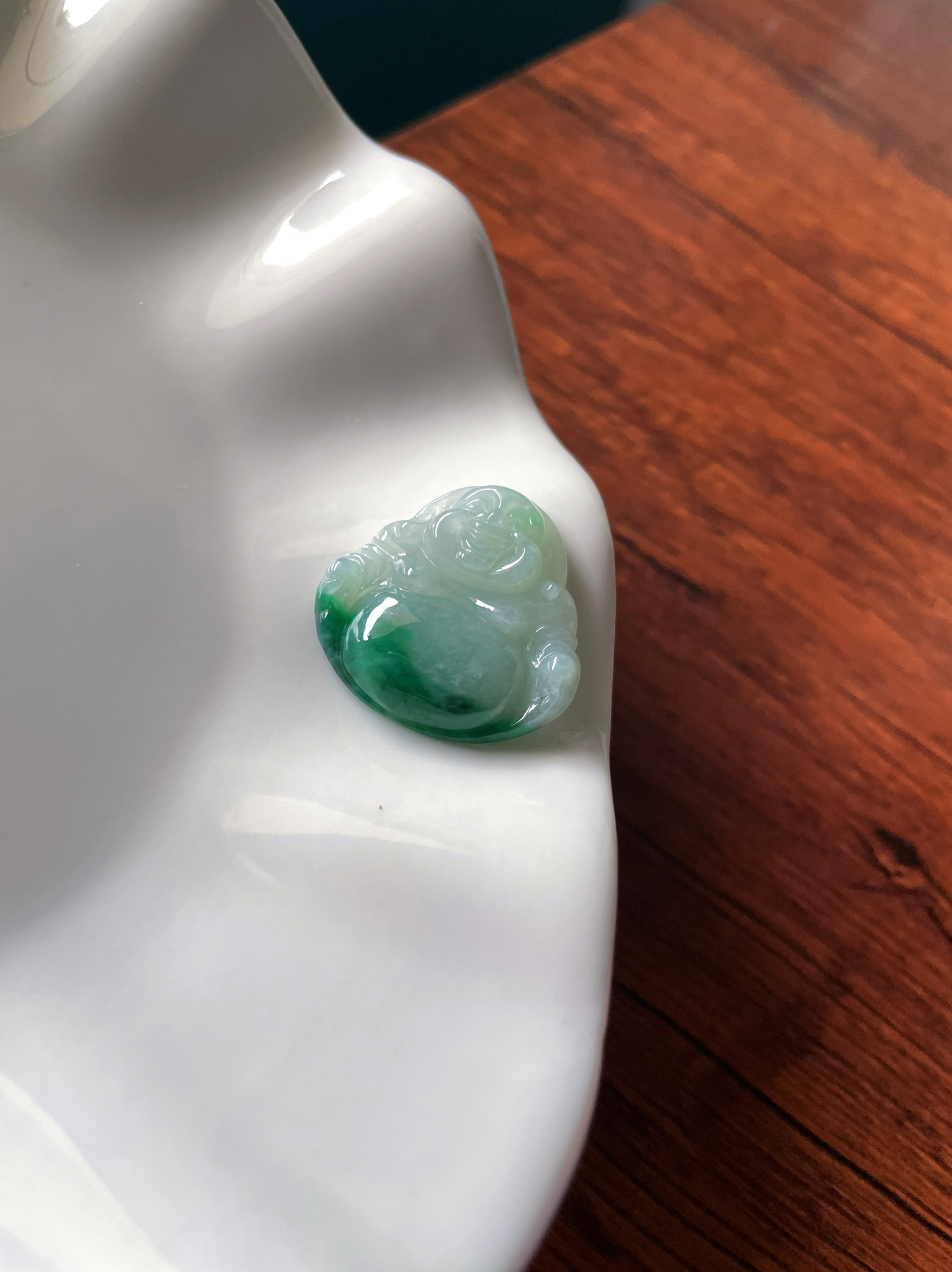 有证书天然A货翡翠老种冰糯玉石笑佛弥勒佛飘绿佛公吊坠挂件项链