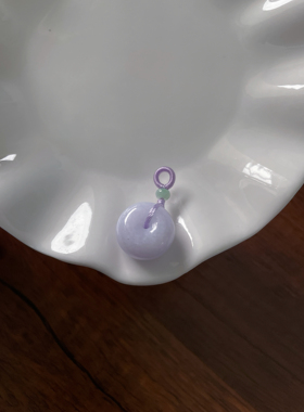 天然A货翡翠浅紫圆鼓小平安扣吊坠胖厚装面包扣财源滚滚挂件配饰