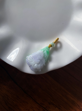 天然翡翠A货招财春彩飘绿小白菜遇百生财如意小吊坠包包车挂件坠