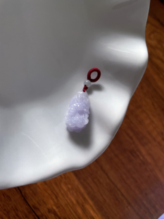 天然a货翡翠浅紫遇百财如意小白菜吊坠锁骨手机链挂件玉石坠配饰