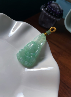 天然a货翡翠玉石冰糯飘绿素衣观音吊坠项链玉观音玉佩男女款挂件