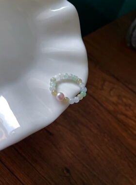 天然a货翡翠3.5mm小米珠天然小馒头珠转运戒指甜美简约指环戒圈饰